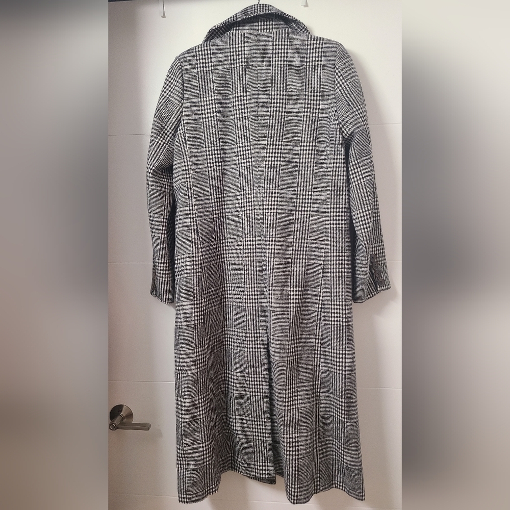 Halogen Tailored Double Breasted Long Plaid Coat - Picture 7 of 7